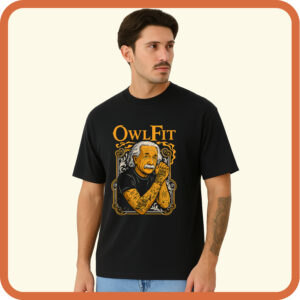 Premium Men’s 100% Cotton Half Sleeve T-Shirt | OWL FIT Printed Black
