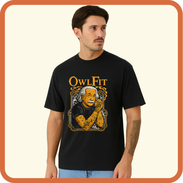 Premium Men’s 100% Cotton Half Sleeve T-Shirt | OWL FIT Printed Black