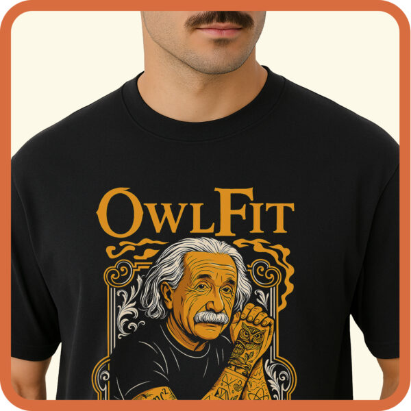 Premium Men’s 100% Cotton Half Sleeve T-Shirt | OWL FIT Printed Black - Image 2